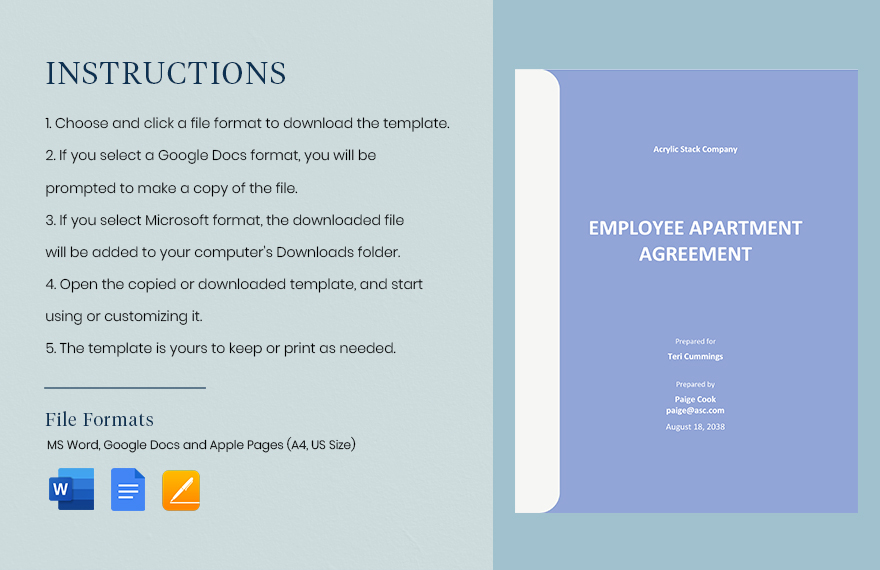 Employee Apartment Lease Agreement Template