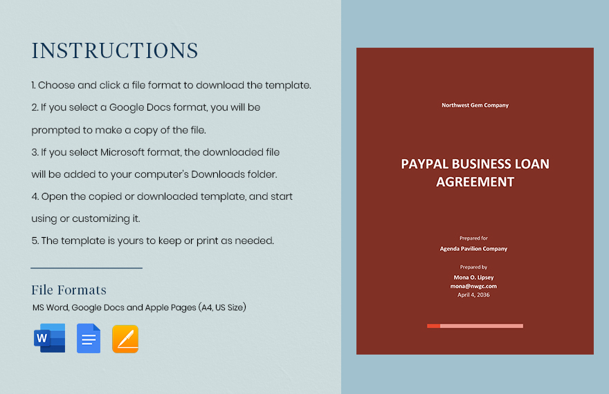 PayPal Business Loan Agreement Template