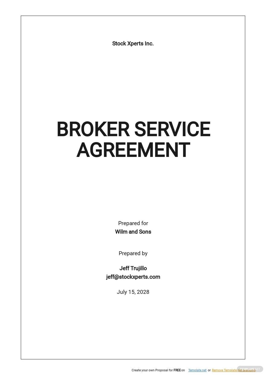 Broker Service Agreement Template Google Docs Word Apple Pages