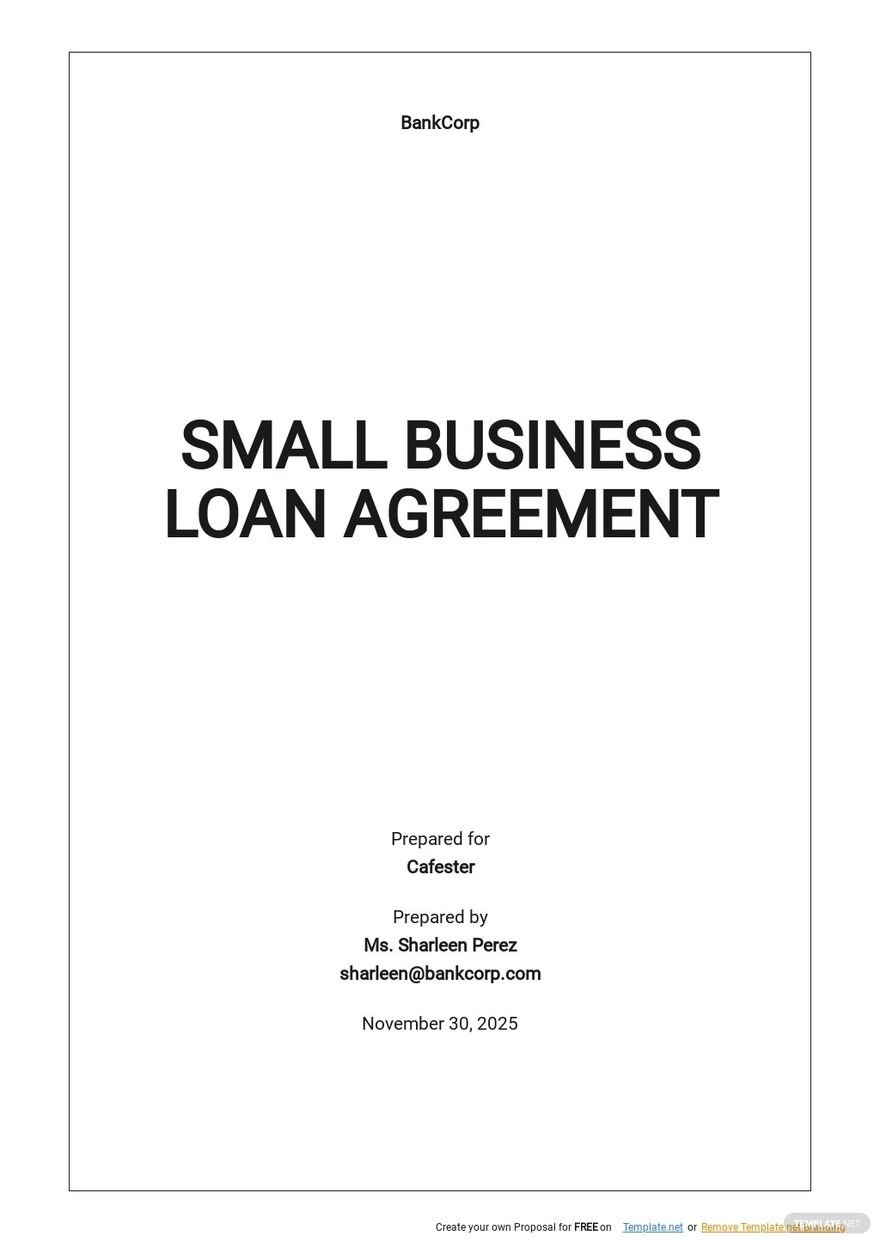 Small Business Loan Agreement Template Google Docs, Word, Apple Pages