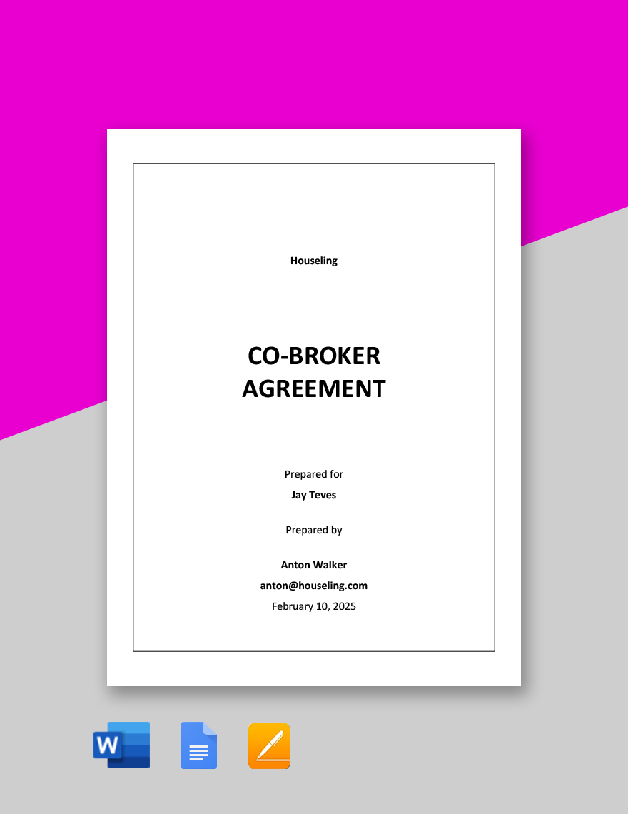 Co-Broker Agreement Template in Word, Google Docs, Pages - Download | Template.net