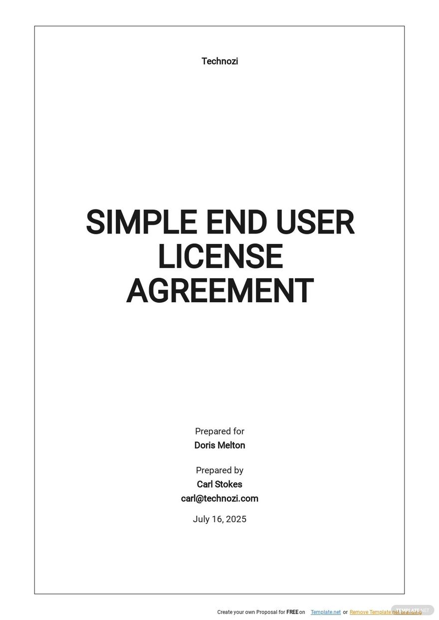 End User Agreement Template