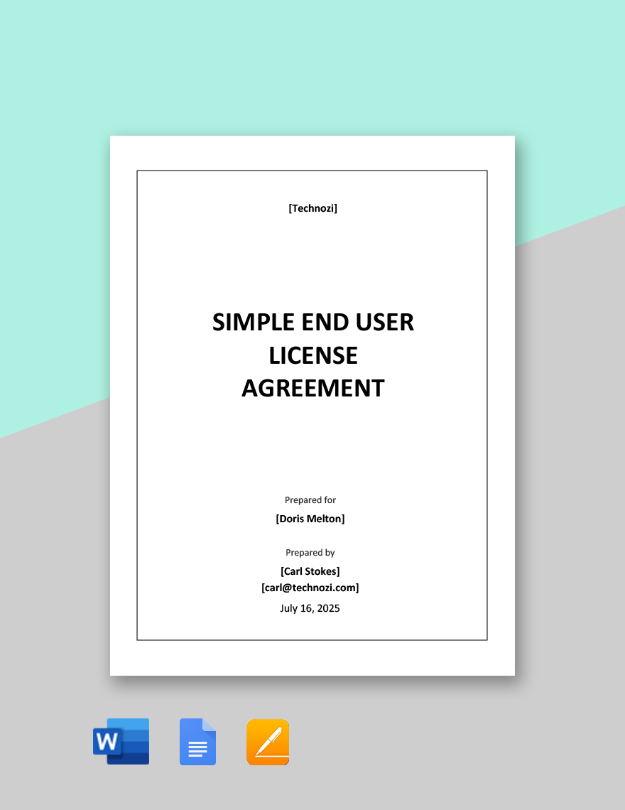 Free Simple End User License Agreement Template