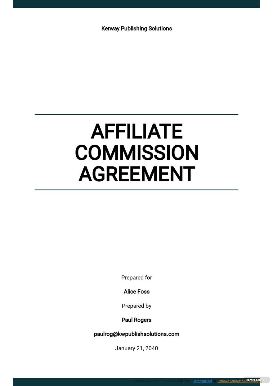 Affiliate Commission Agreement Template