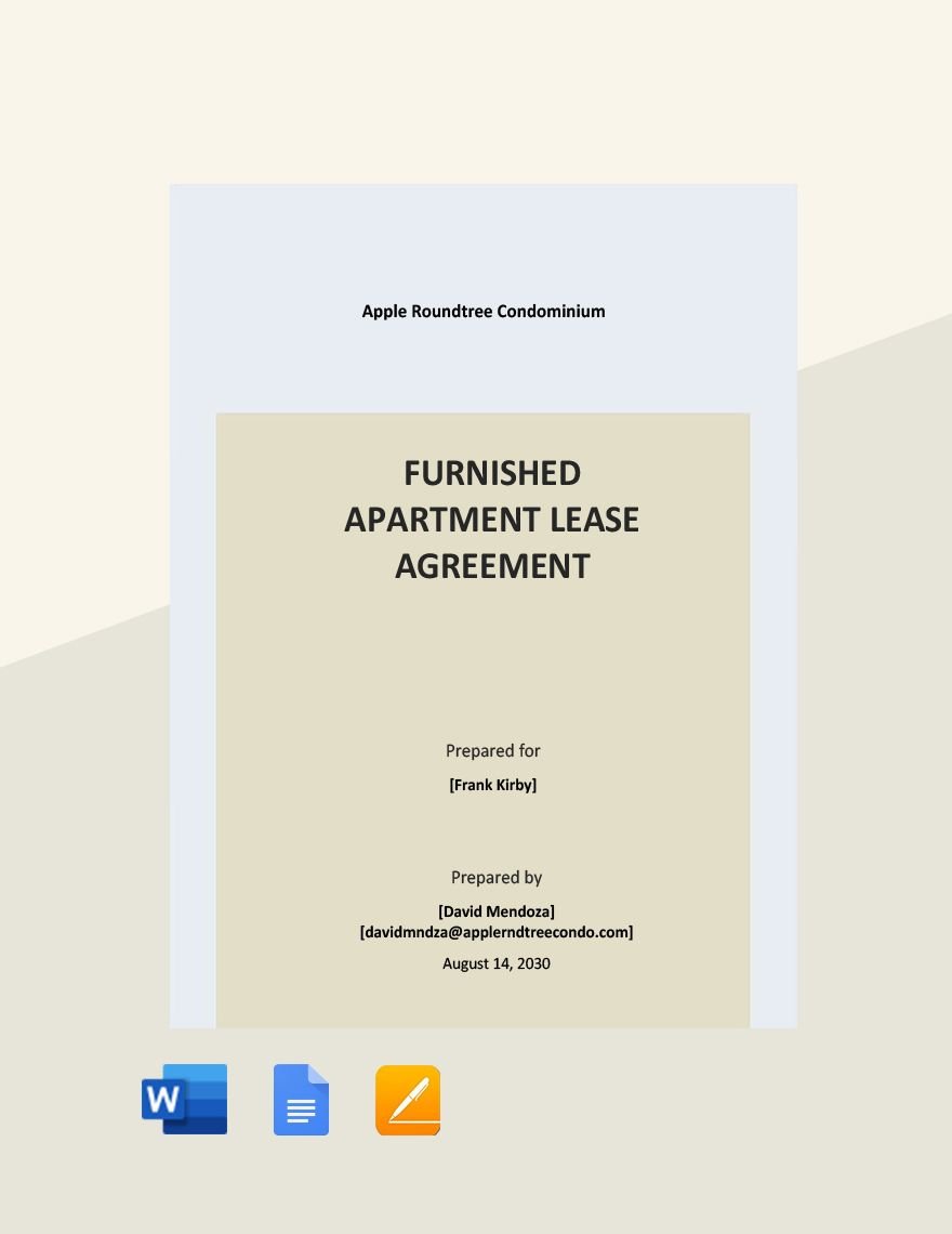 Furnished Apartment Lease Agreement Template