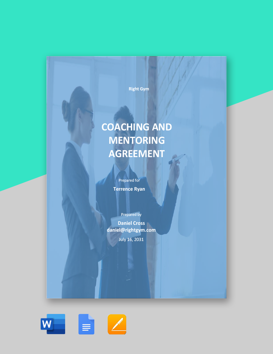 Coaching And Mentoring Agreement Template in Word, Google Docs, PDF, Apple Pages