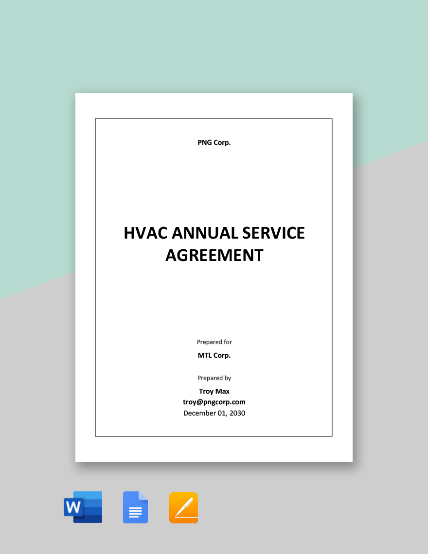 HVAC Annual Service Agreement Template