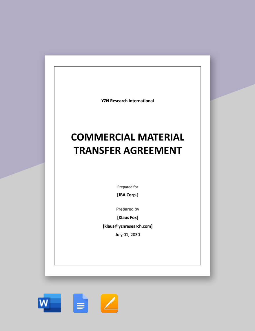 Commercial Material Transfer Agreement Template