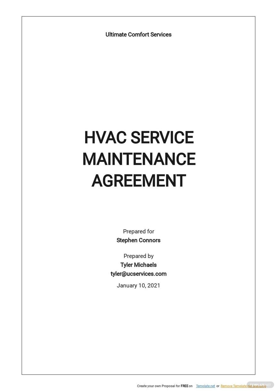 HVAC Full Service Maintenance Agreement Template Google Docs, Word