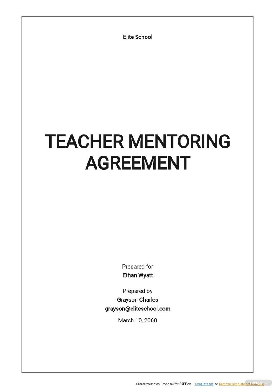 Teacher Mentoring Agreement Template  in Word, Google Docs, Apple Pages