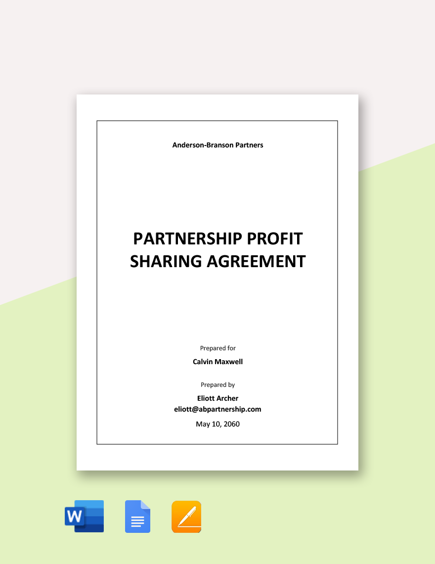 Partnership Profit Sharing Agreement Template 