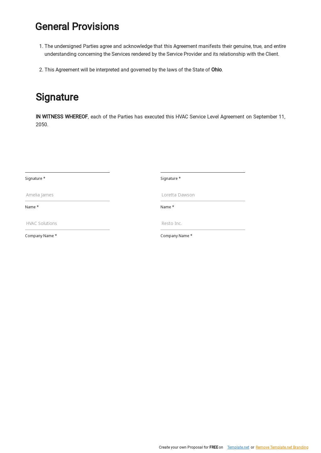 HVAC Service Level Agreement Template [Free PDF] | Template.net