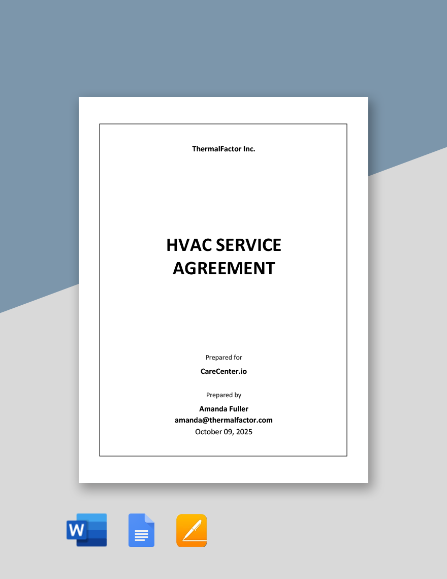 Free Sample Hvac Service Agreement Template