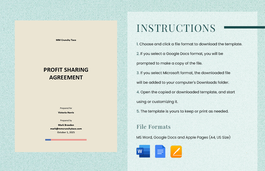 Sample Profit Sharing Agreement Template