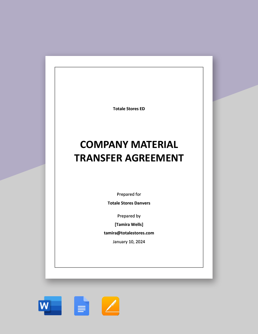 Company Material Transfer Agreement Template