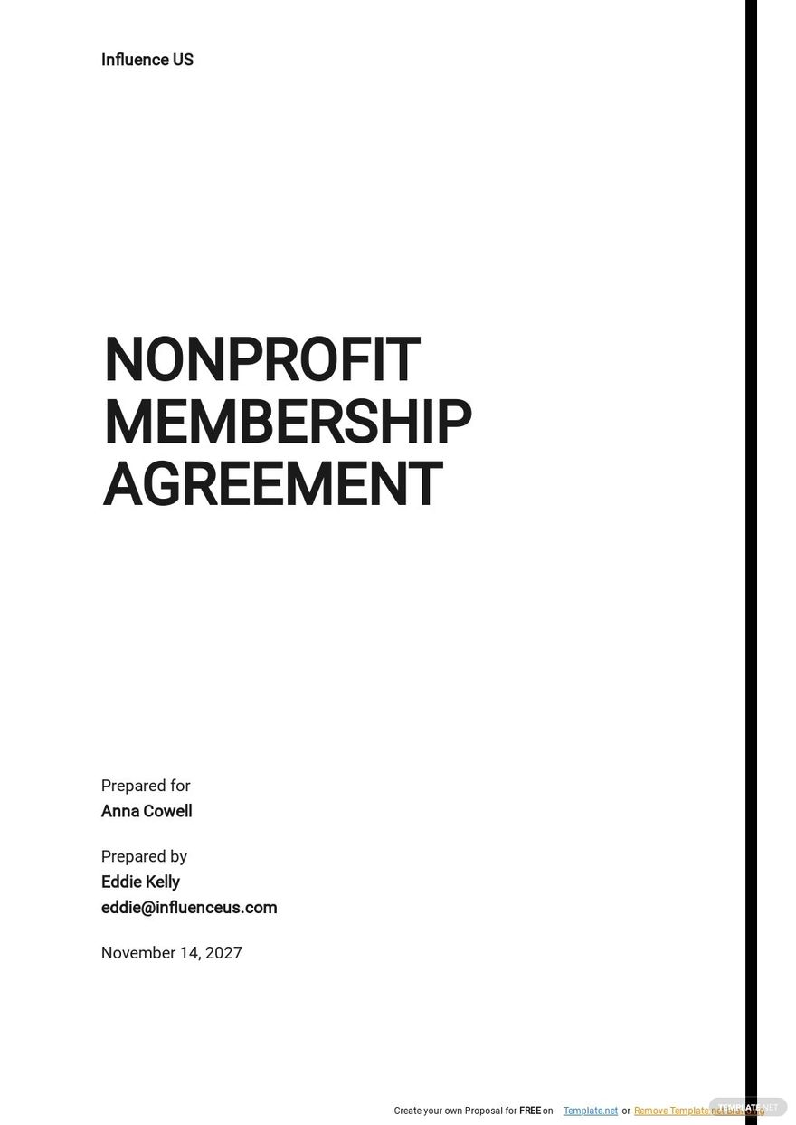 Nonprofit Membership Agreement Template Google Docs Word Apple