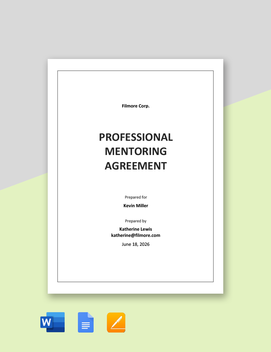 Free Professional Mentoring Agreement Template in Word, Apple Pages