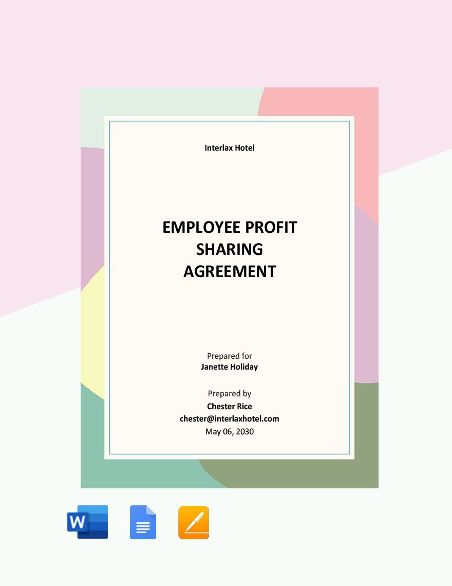 Employee Profit Sharing Agreement Template in Word Google Docs Pages