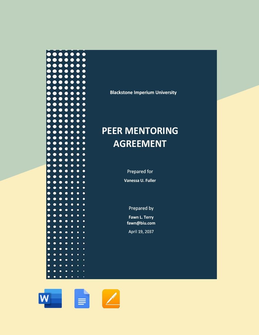 Peer Mentoring Agreement Template in Word, Google Docs, Apple Pages