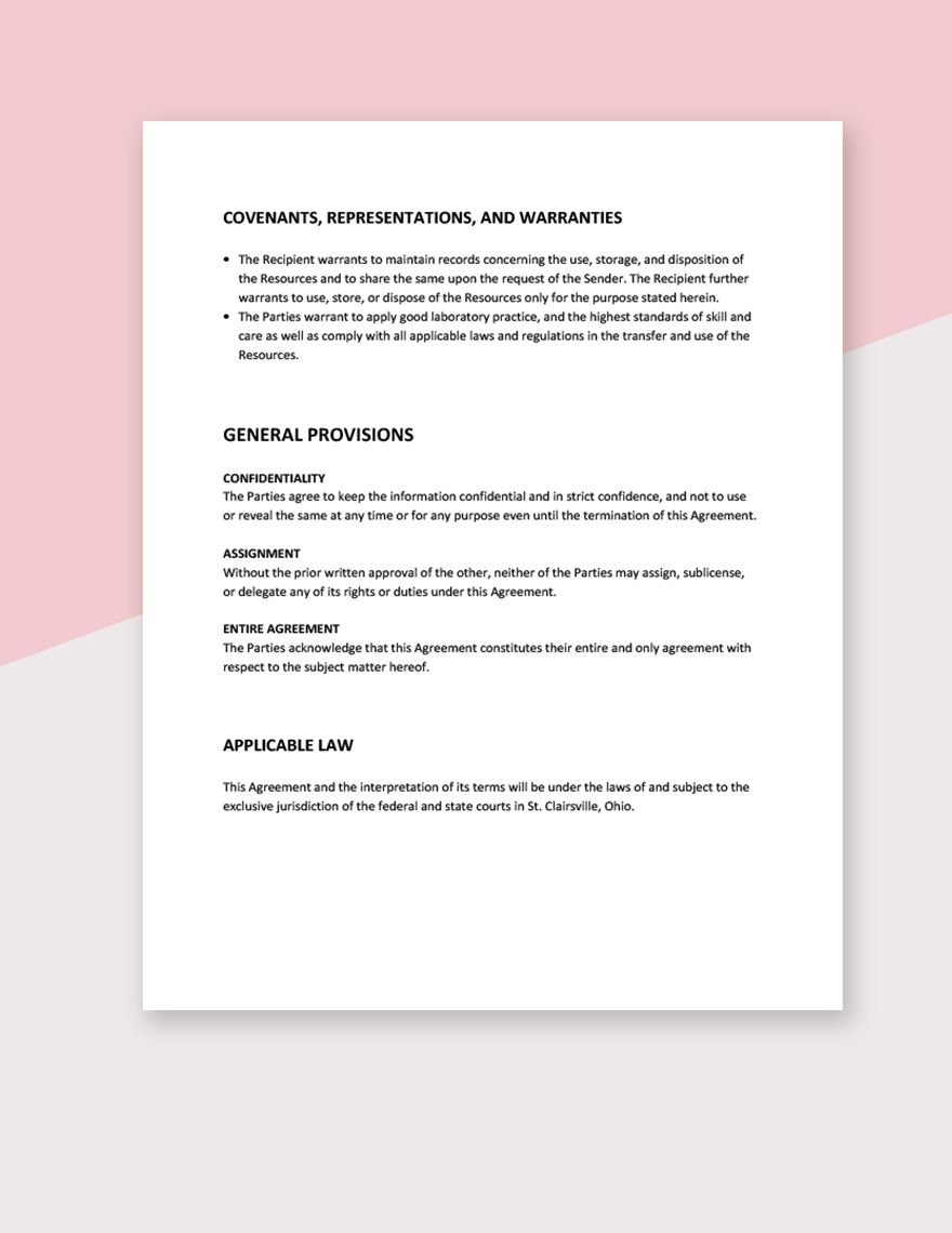 Simple Material Transfer Agreement Template