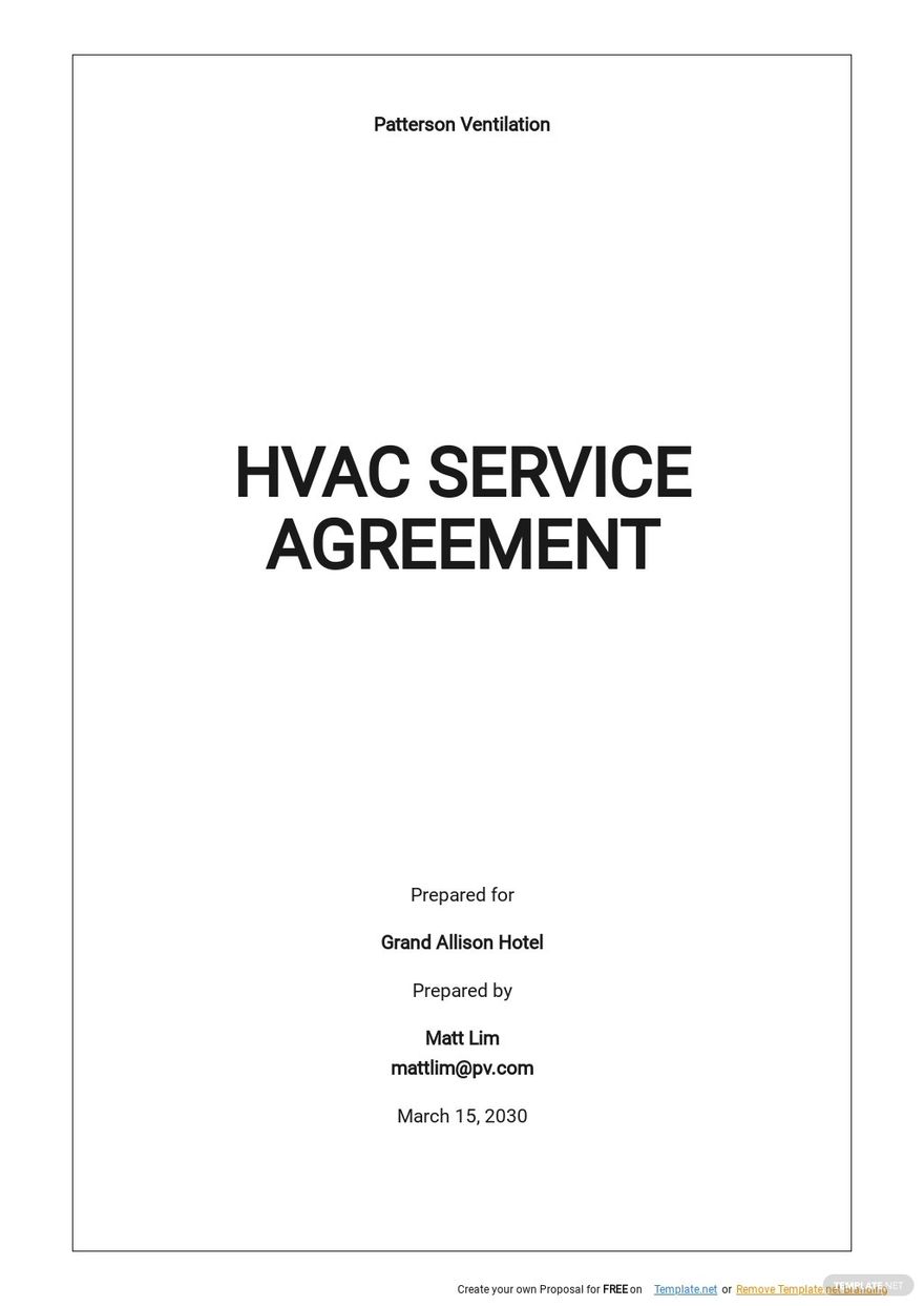 Free Simple HVAC Service Agreement Template