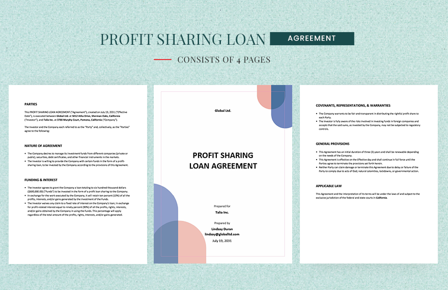 Profit Sharing Loan Agreement Template