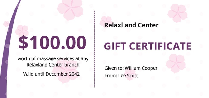 Massage Gift Certificate Template