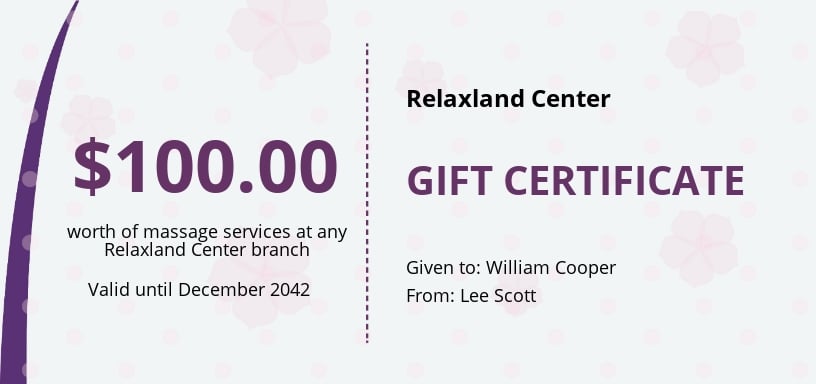 Massage Gift Certificate Template - Google Docs, Illustrator, Word, Apple Pages, PSD, Publisher
