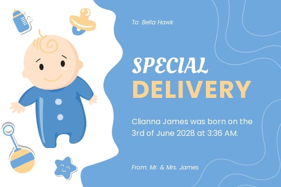 Baby Announcement Card Template