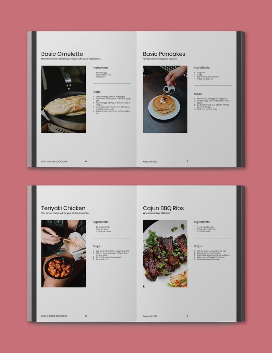 Digital Food Cookbook Template