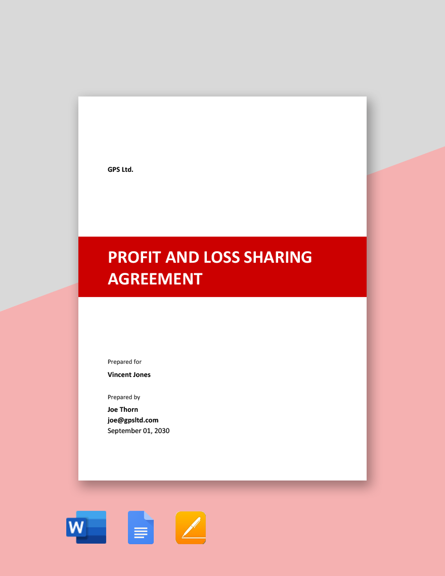 Profit and Loss Sharing Agreement Template