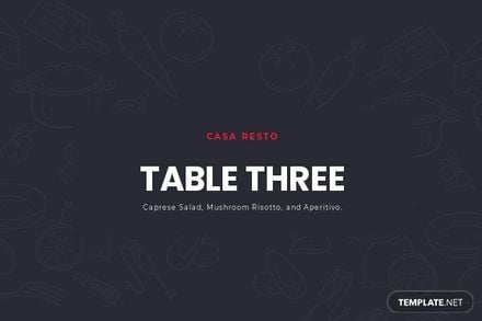 Free Table Menu Card Template