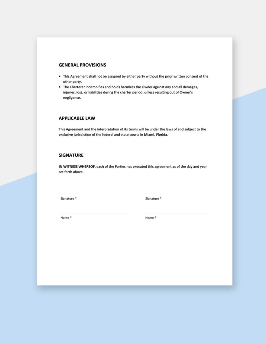 Boat Charter Agreement Template 