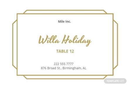 Folded Place Card Template