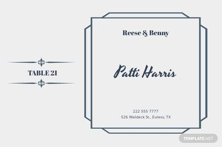 Free Table Name Card Template