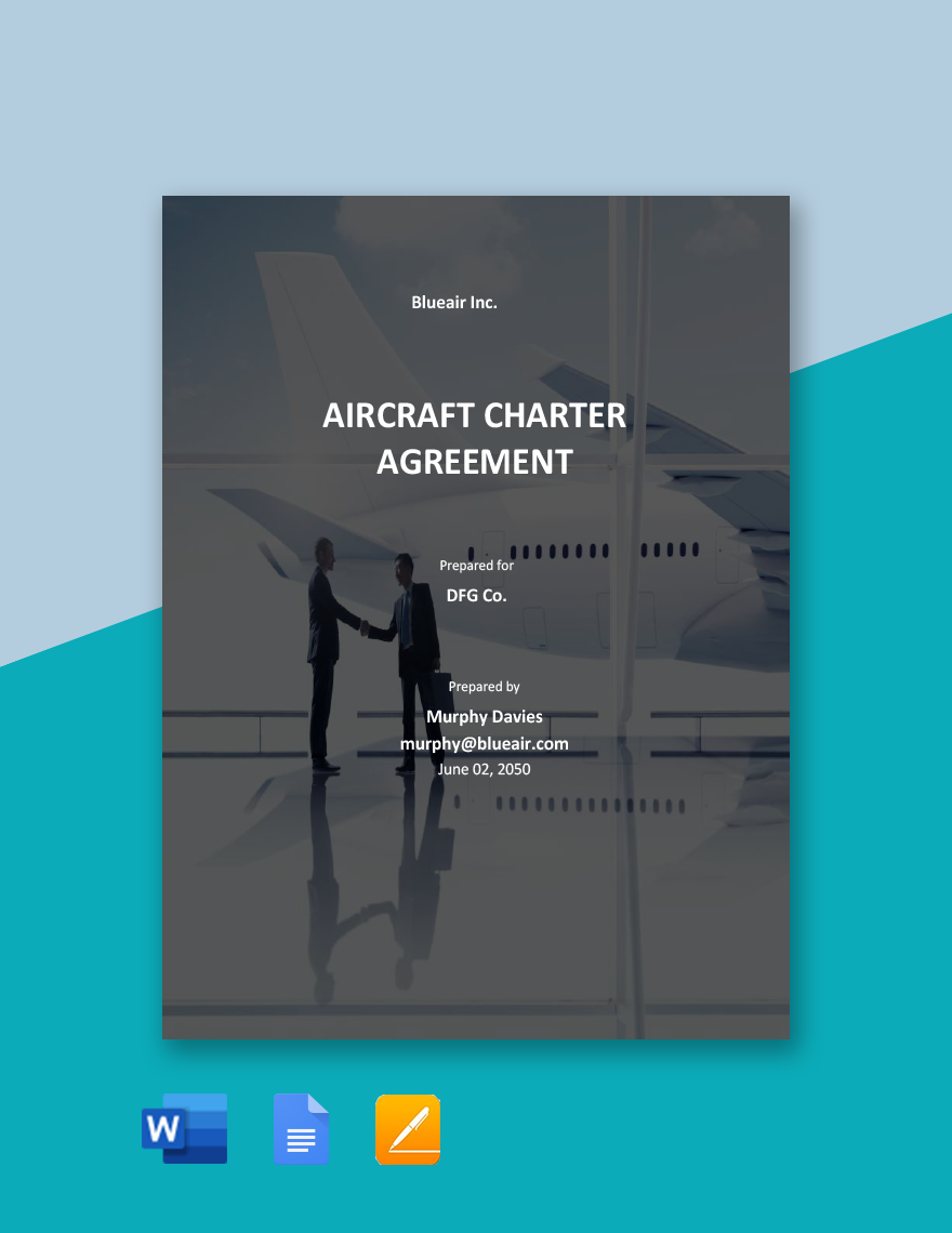 Aircraft Charter Agreement Template in Word, Google Docs, PDF, Apple Pages