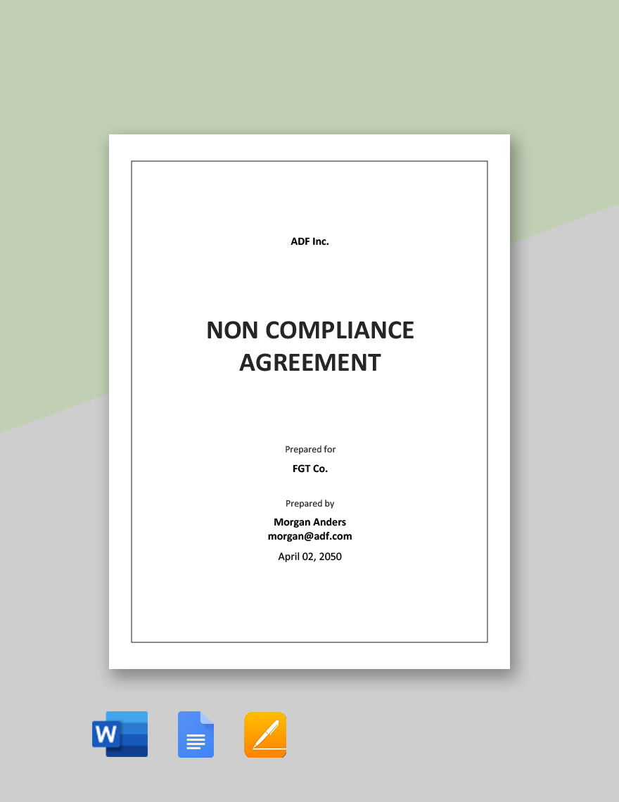 Non Compliance Agreement Template