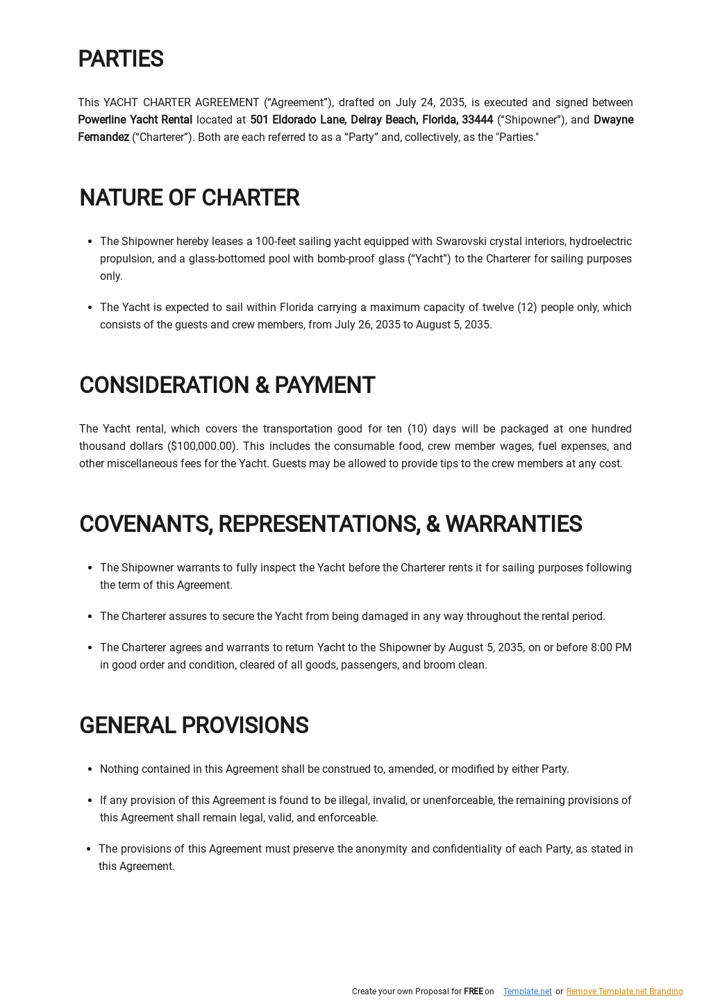 Yacht Charter Agreement Template - Google Docs, Word  Template.net Inside yacht charter agreement template