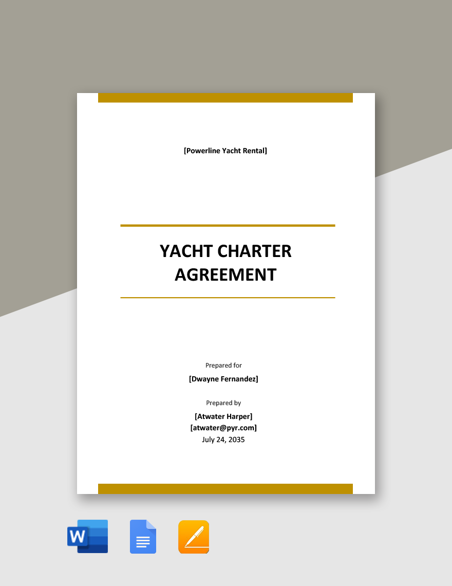 Yacht Charter Agreement Template