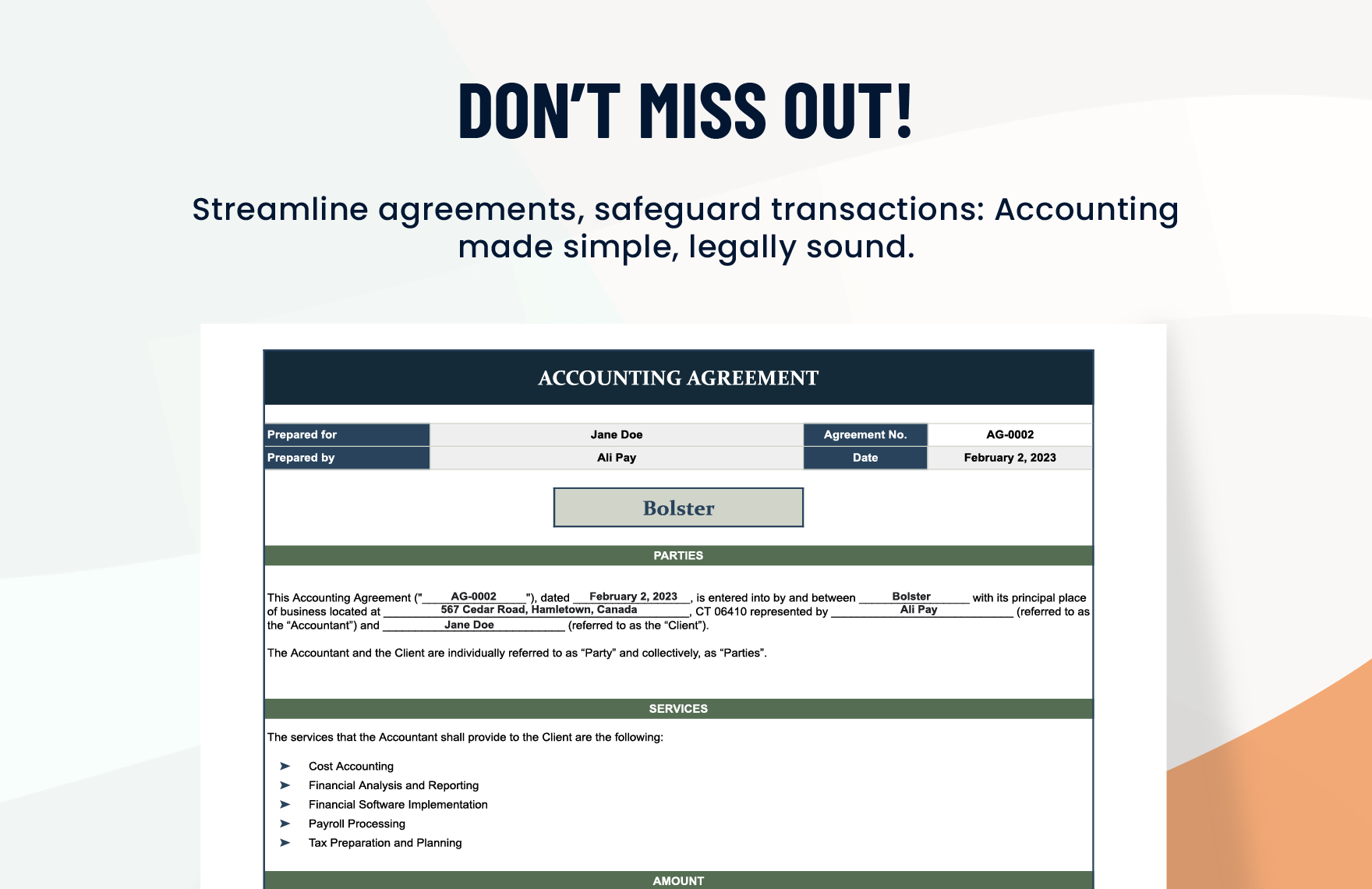 Accounting Agreement Template