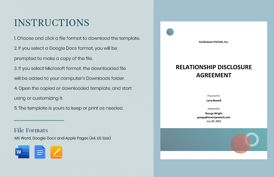 Relationship Disclosure Agreement Template