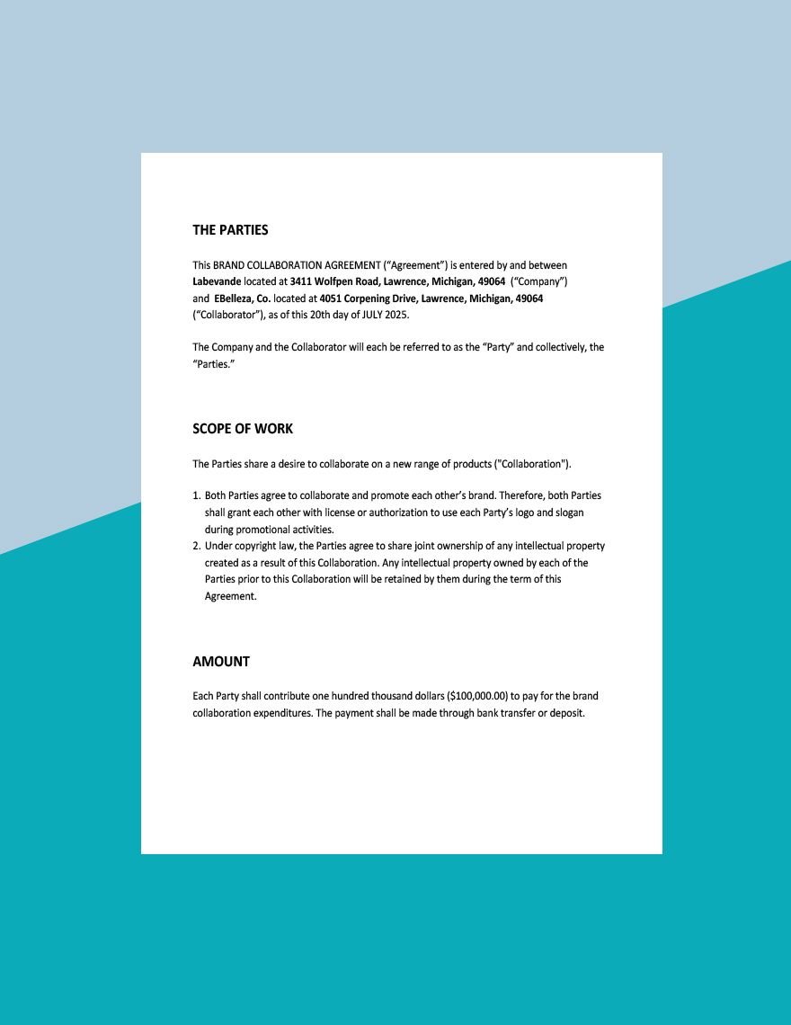 Brand Collaboration Agreement Template