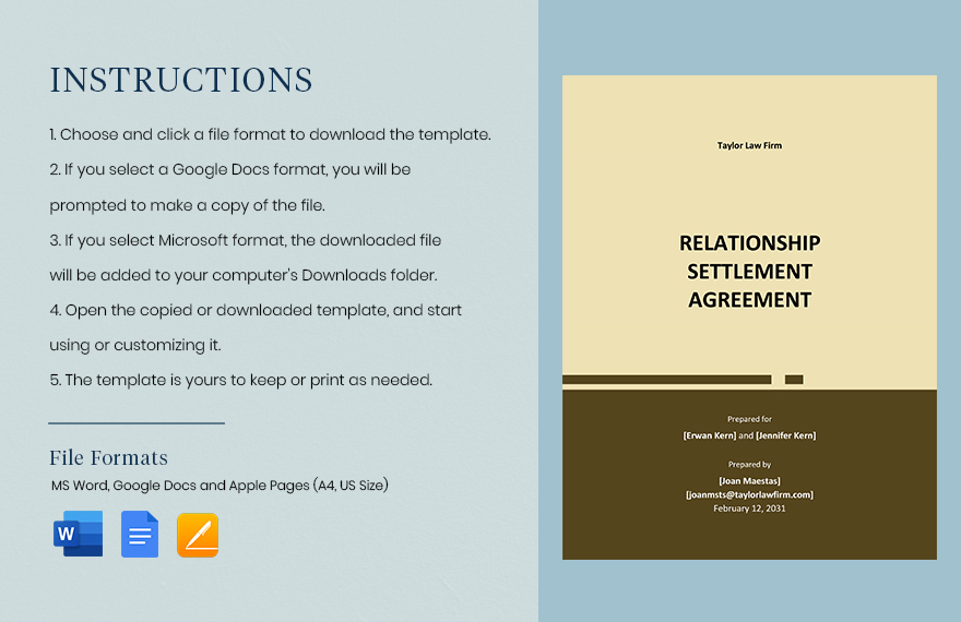 Relationship Settlement Agreement Template