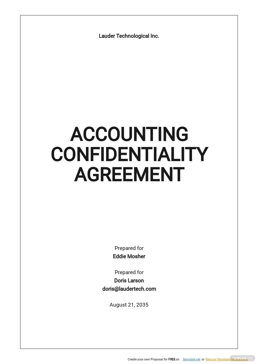 Sample Accounting Confidentiality Agreement Template