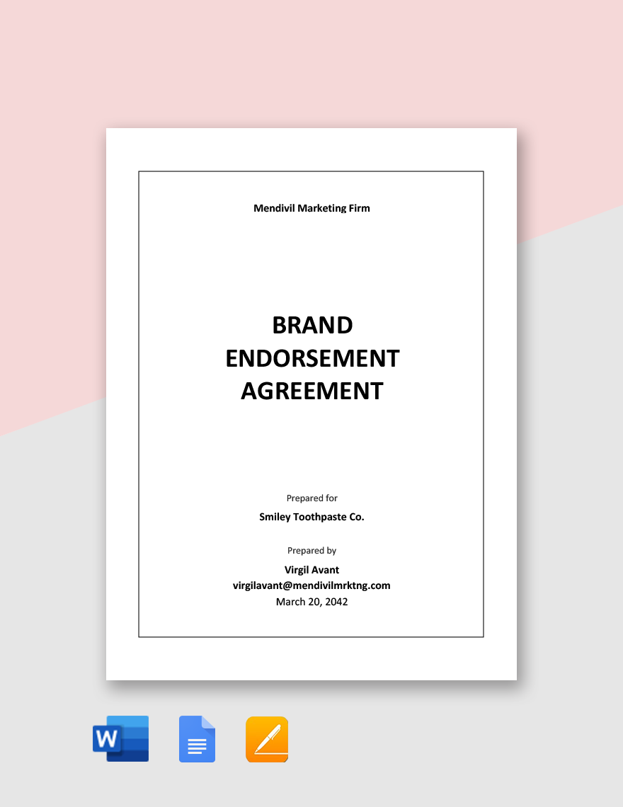 Brand Endorsement Agreement Template