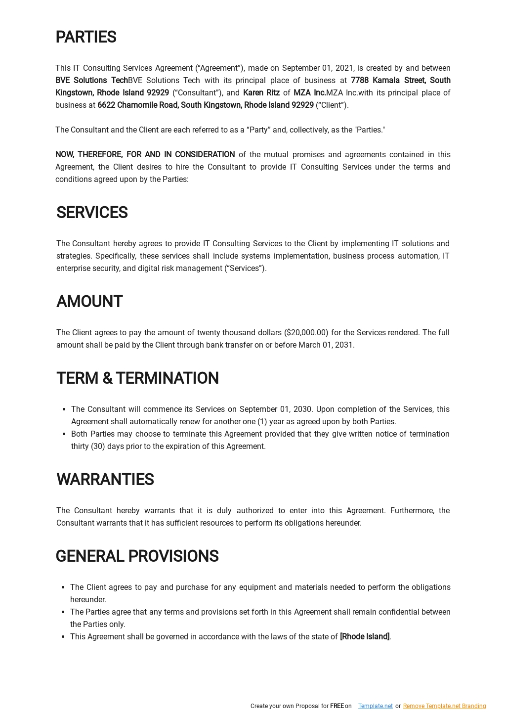 IT Consulting Services Agreement Template in Google Docs, Word ...