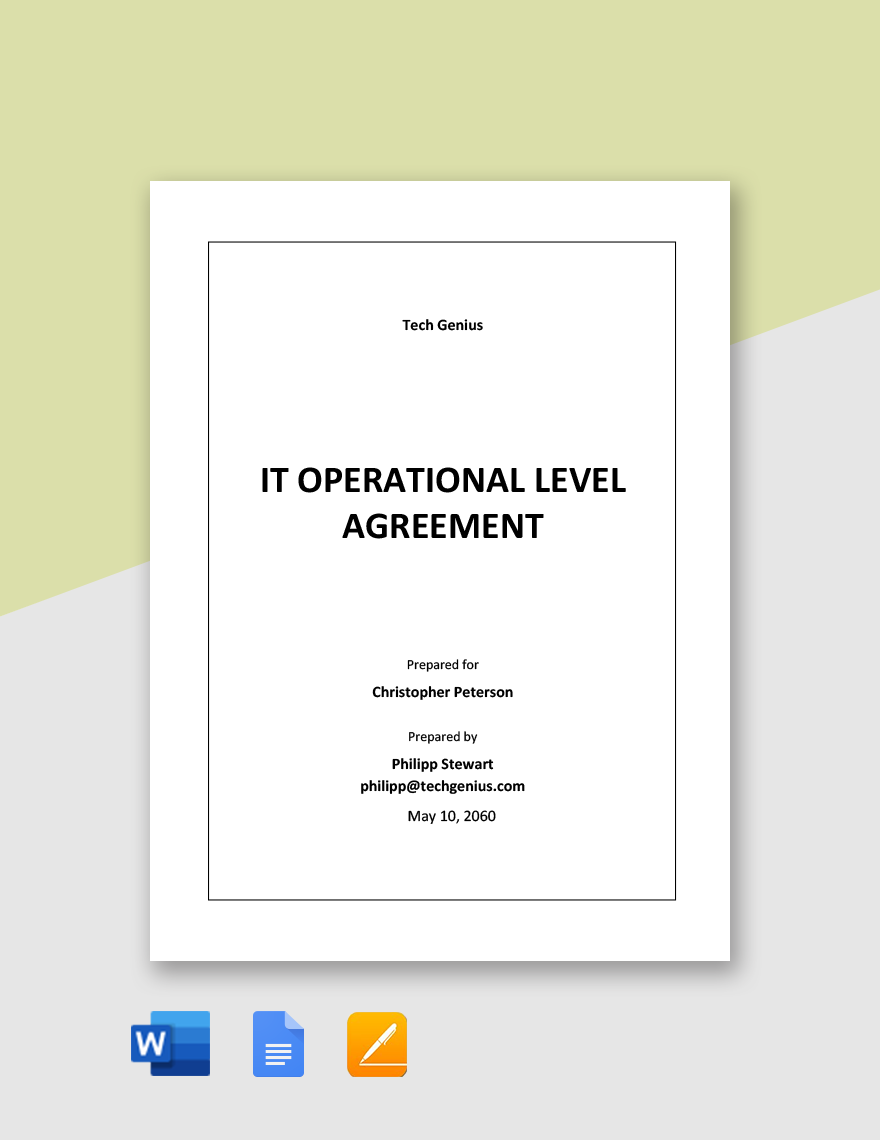 I.T Operational Level Agreement Template  in Word, Google Docs, Apple Pages