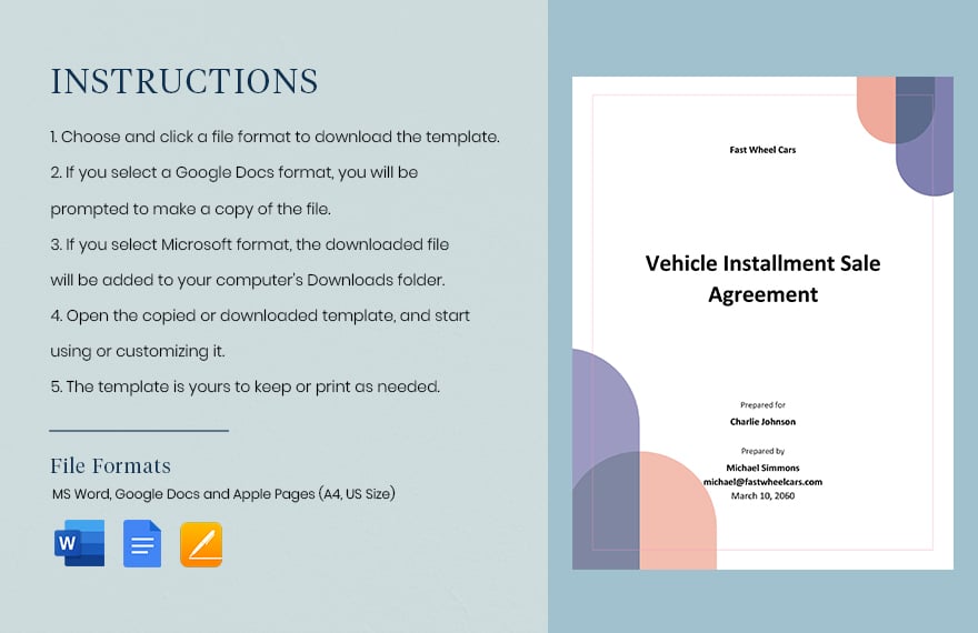 Vehicle Installment Sale Agreement Template 