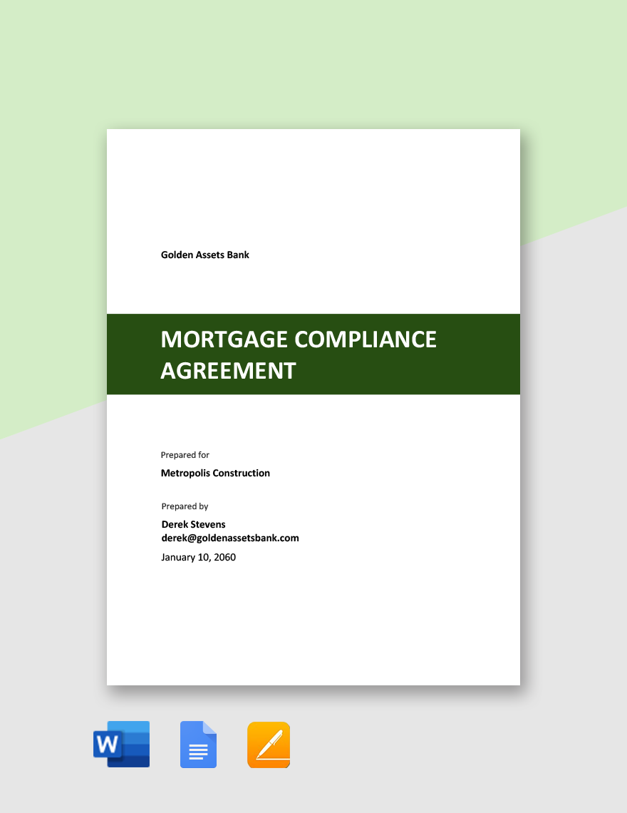 Mortgage Compliance Agreement Template 