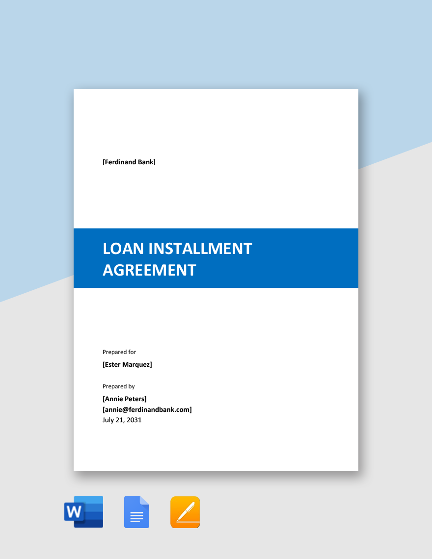 Loan Installment Agreement Template
